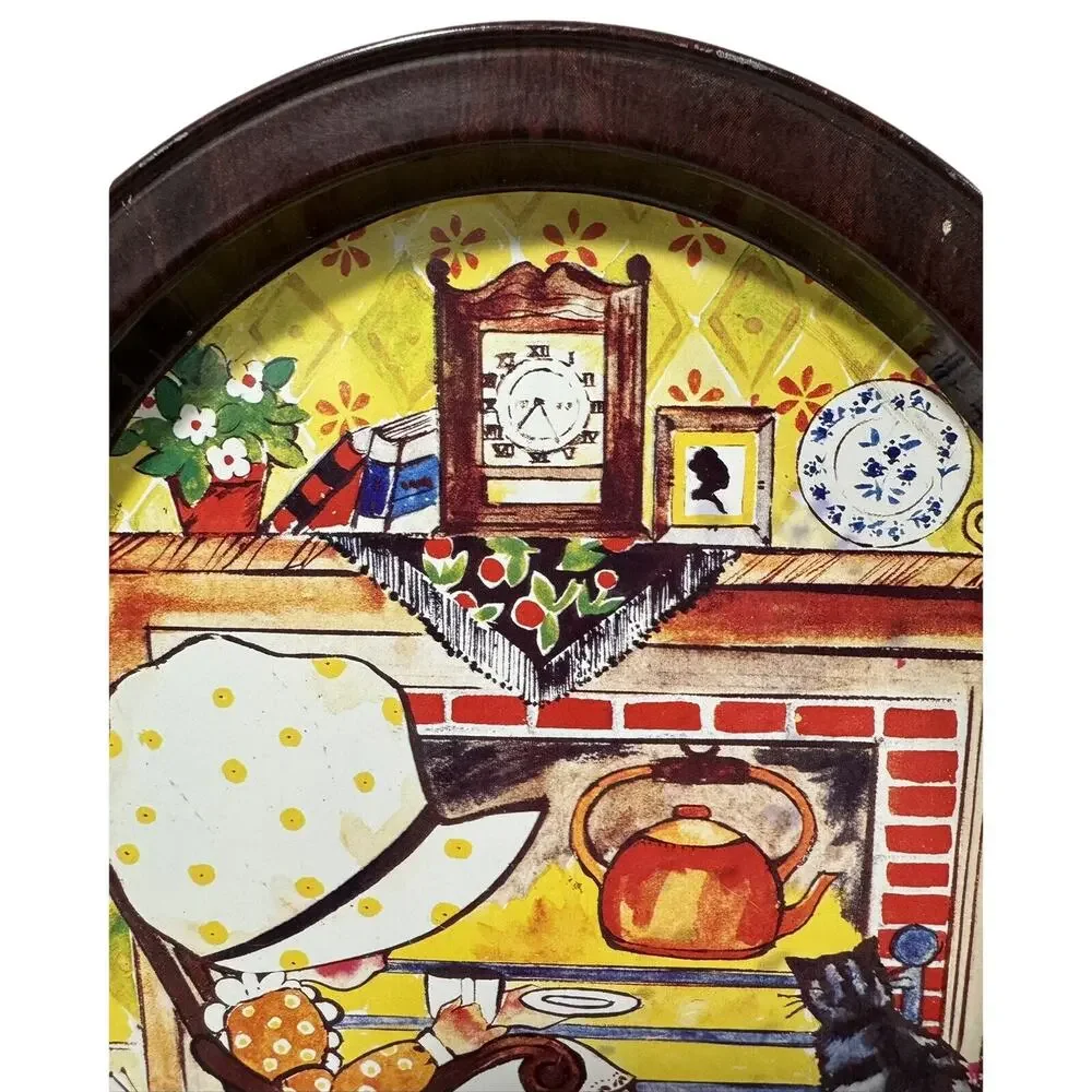 Vintage Holly Hobbie Metal Tray – Oval Wall Art – Farmhouse Country Style